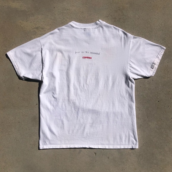 Vtg Y2K Compaq Computers Hardware Software Joke White Tee Size XL - Picture 7 of 11